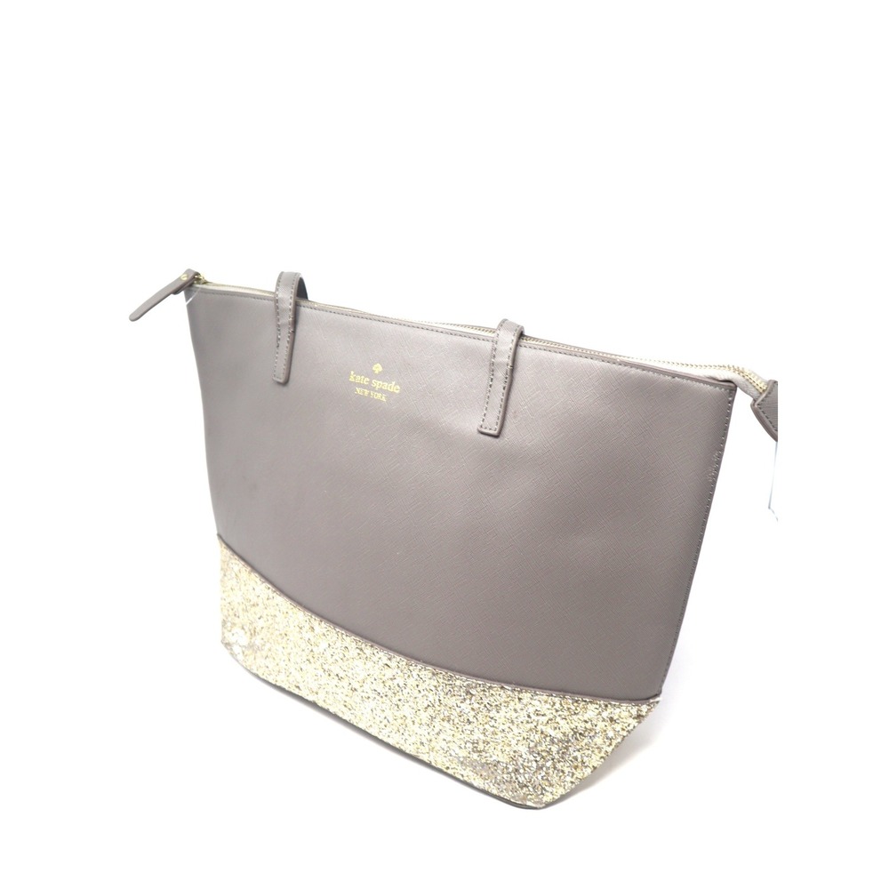 Grey Tote Large Kate Spade Women Gold Glitter Trim Zip Top Greta Court Penny